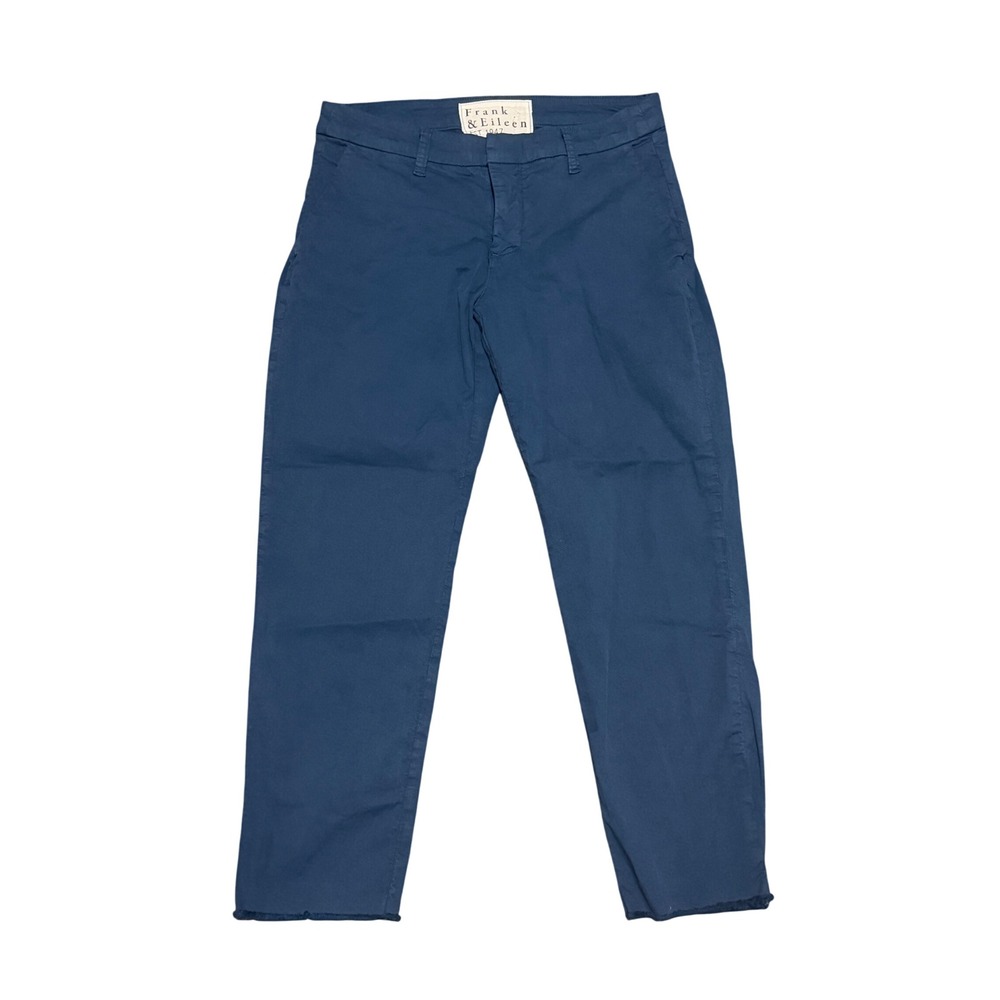 Frank & Eileen Wicklow Italian Cotton Chino Pants Navy Blue Size 4 Frayed Hem